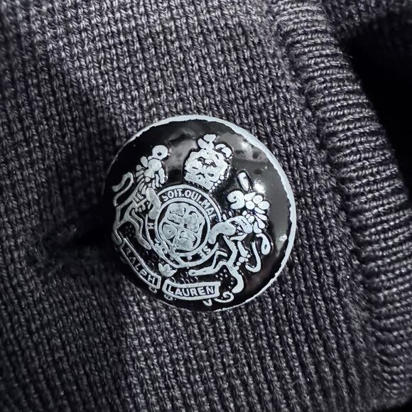 Lauren Ralph Lauren Black Sweater Knit Blazer XL Crest Buttons Preppy - Picture 6 of 7